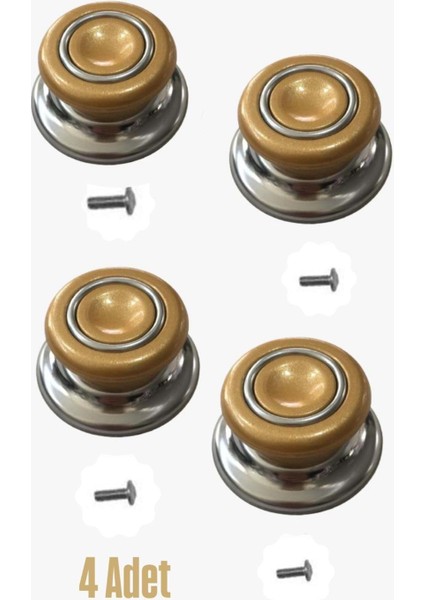 4 Adet Gold Tüm Tencere Tava Kapaklarına Uygun Bagalit Tepe Cam Tencere Kapağı Kulpu