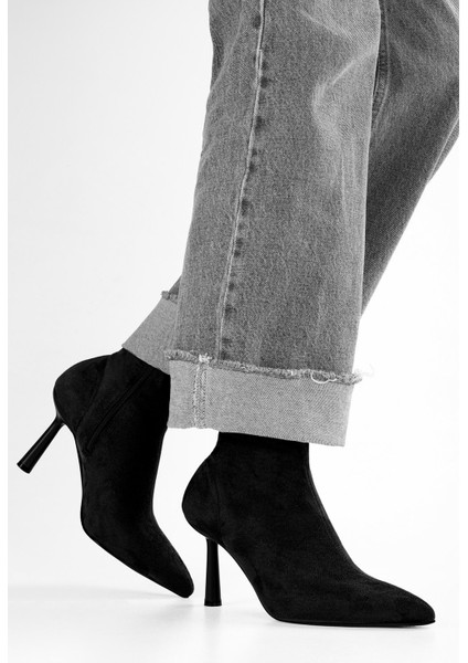 Kadın Glove Siyah Süet Streç Topuklu Bot modelleri