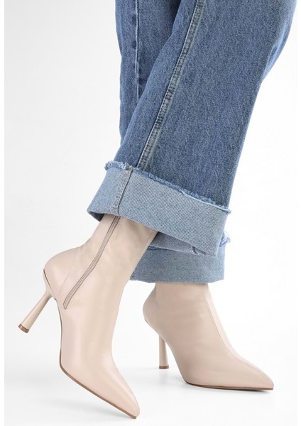Kadın Glove Bej Cilt Streç Topuklu Bot modelleri