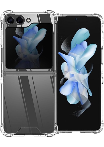 Samsung Galaxy Z Flip 5 Kılıf Köşe Korumalı Darbeye Dayanıklı Antişok Şeffaf Silikon Kapak