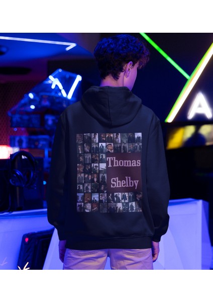 Peaky Blinders-Thomas Shelby Albüm Baskılı Kapüşonlu Kanguru Cep Sweatshirt