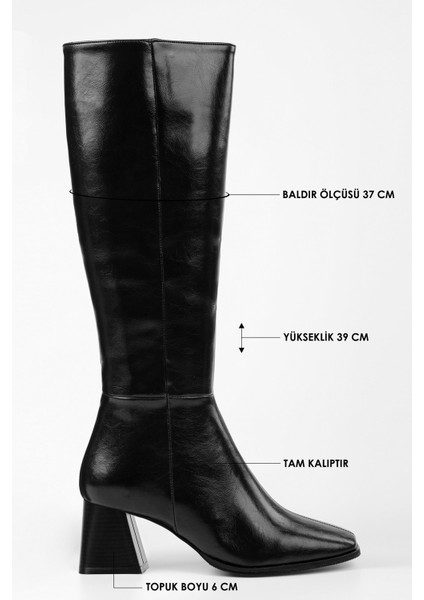 Kadın Stall Siyah Küt Burunlu Çizme fiyatları