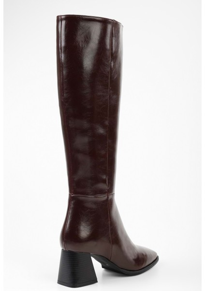 Kadın Stall Bordo Küt Burunlu Çizme fırsatları