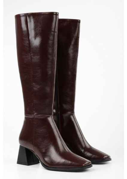 Kadın Stall Bordo Küt Burunlu Çizme