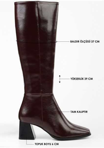Kadın Stall Bordo Küt Burunlu Çizme fiyatları