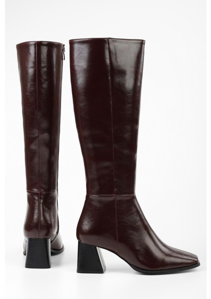 Kadın Stall Bordo Küt Burunlu Çizme indirimleri