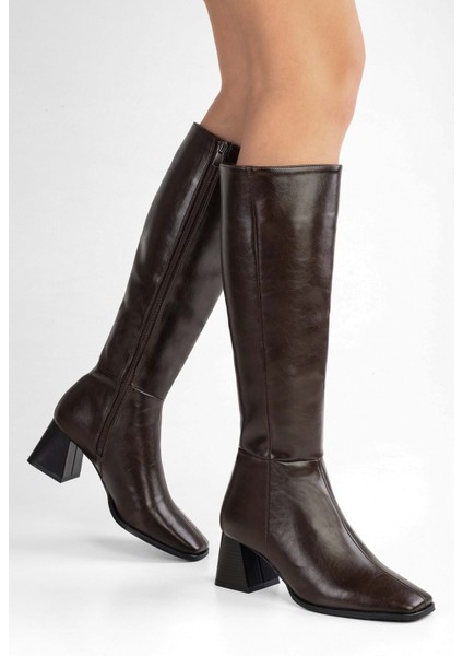 Kadın Stall Kahve Küt Burunlu Çizme indirimleri