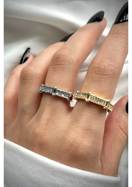 Premium Ithal Seri Yarımtur Sekizgen Model Zirkon Taşlı Ayarlanabilir Tasarım Kadın Çelik Yüzük fiyatları