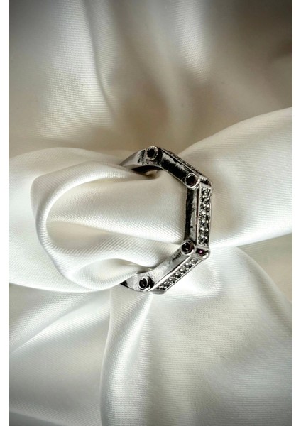 Premium Ithal Seri Yarımtur Sekizgen Model Zirkon Taşlı Ayarlanabilir Tasarım Kadın Çelik Yüzük modelleri