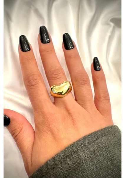 Özel Seri Ithal Cilalı Kalp Model Bombe Tasarım Ayarlanabilir Kadın Çelik Yüzük