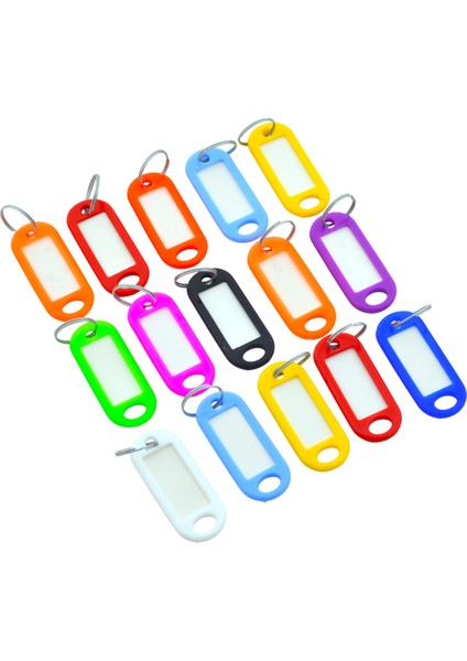 Plastik Isim Yazılabilen Karışık Renk 15 Adet Anahtarlık (5.5CMX2CM)