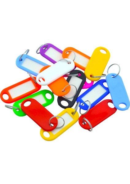 Plastik Isim Yazılabilen Karışık Renk 15 Adet Anahtarlık (5.5CMX2CM)