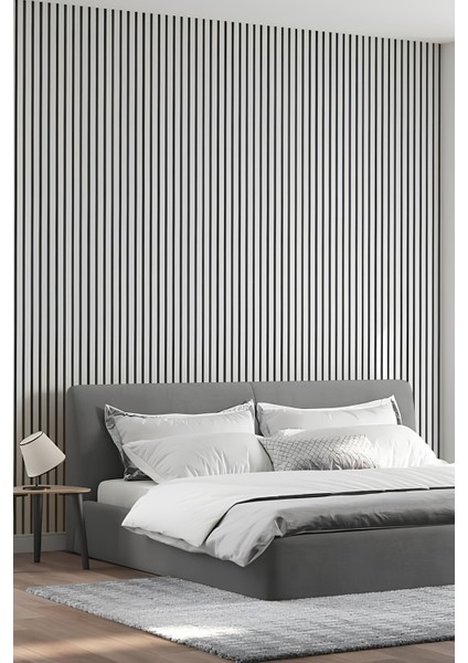 Mdf Ahşap Akustik Duvar Kaplama Lambri Paneli - 100 x 275 cm - Beyaz fiyatları