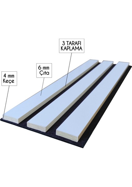 Mdf Ahşap Akustik Duvar Kaplama Lambri Paneli - 100 x 275 cm - Beyaz modelleri