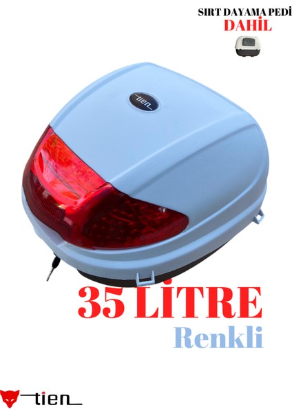 (SIRT DAYAMA PEDİ Dahil)Tien 35 Litre Renkli Açık Gri Motosiklet Çantası