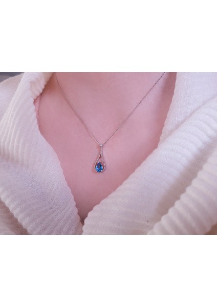 Pırlanta ve Damla Mavi Topaz Kolye 0441P0004 modelleri
