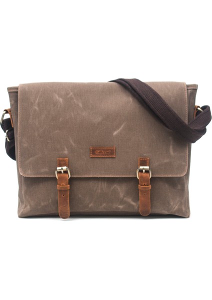 DESIGN03 Kanvas-Deri Koyu Vizon 15.6 Inch Postacı Laptop Çantası fiyatları