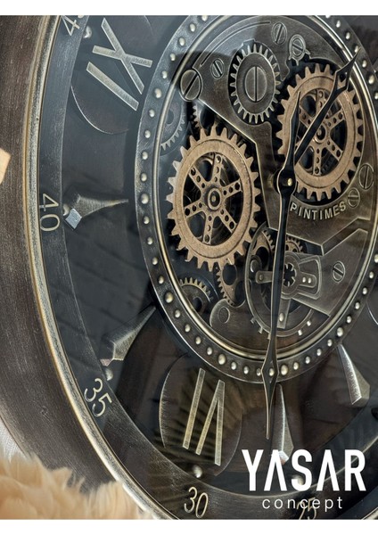 Horizon Metal Çarklı Duvar Saati Modern Tasarım 60x60 cm Dekoratif fırsatları