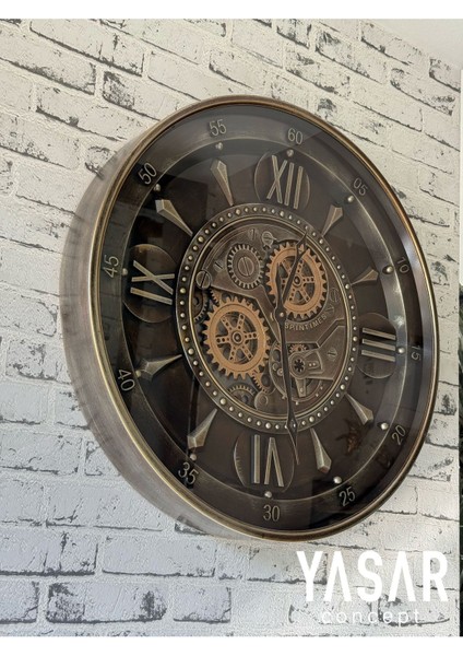 Horizon Metal Çarklı Duvar Saati Modern Tasarım 60x60 cm Dekoratif indirimleri
