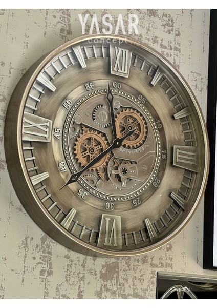 Rotavera Metal Çarklı Duvar Saati