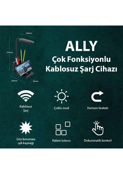 3 Mod Masa Lambası ve Kablosuz Şarj Aleti Ultra Hızlı Şarjlı Iphone Samsung Xiaomi Uyumlu fırsatları