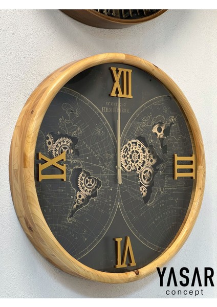 Globarix Ahşap Metal Çarklı Duvar Saati fiyatları
