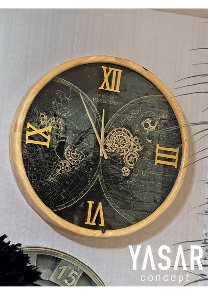 Globarix Ahşap Metal Çarklı Duvar Saati fırsatları