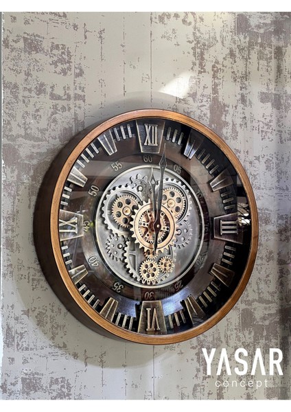 Cranford Metal Çarklı Duvar Saati Modern Tasarım 46x46 cm Dekoratif