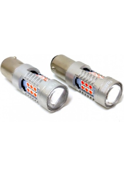 P21W Tek Duy Kırmızı Oto LED Ampul Mercekli Platınum