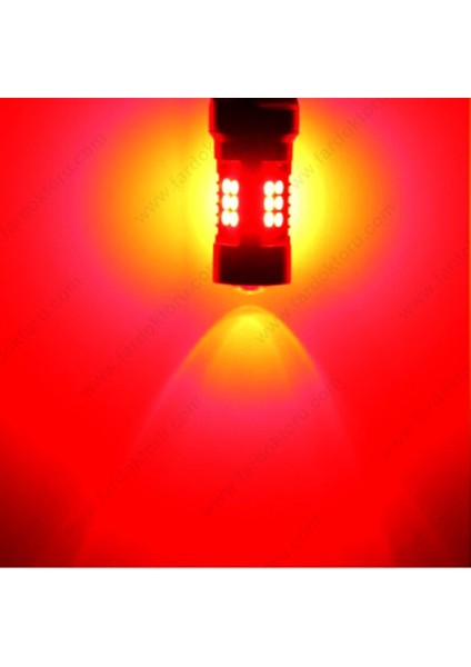 P21W Tek Duy Kırmızı Oto LED Ampul Mercekli Platınum