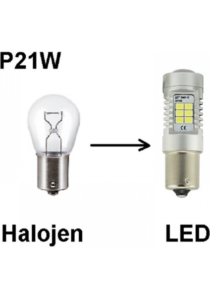 P21W Tek Duy Kırmızı Oto LED Ampul Mercekli Platınum
