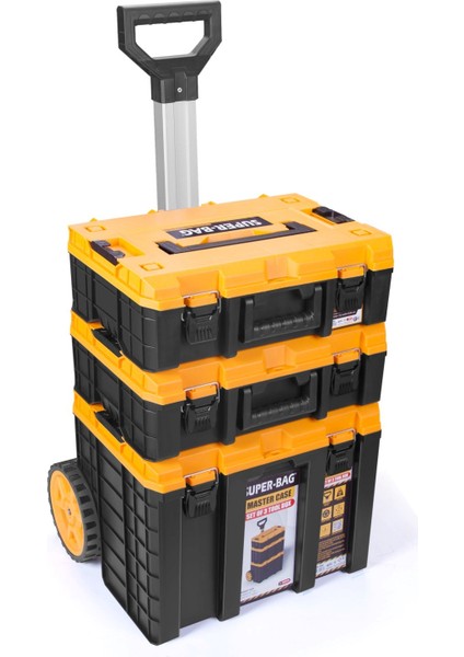 Master Case Tekerlekli 3’lü Set Büyük Tekerlekli Teknisyen Takım Çantası S-S-L