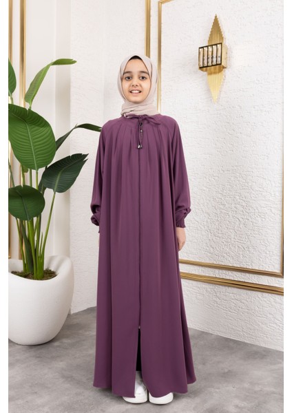 Bağcıklı Pileli Çocuk Ferace & Gülkurusu