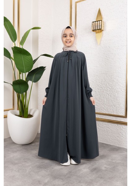 Bağcıklı Pileli Çocuk Ferace & Füme