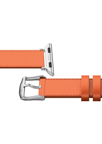 Watch 10 46MM Uyumlu Deri Kordon Benks Vintage Genuine Leather Serisi Strap Kayış Turuncu fiyatları