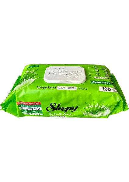 Extra Doğal Aloe Vera Özlü Yüzey Temizlik Islak Havlusu - 100'lü Paket