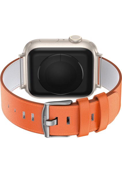 Watch 44MM Uyumlu Deri Kordon Benks Vintage Genuine Leather Serisi Strap Kayış Turuncu fiyatları