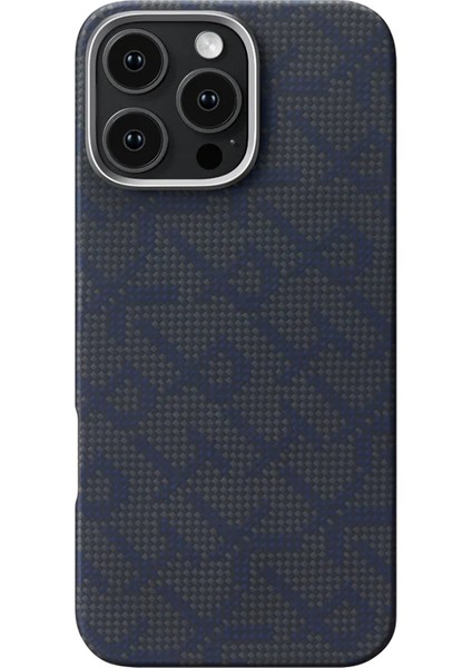 iPhone 16 Pro Kılıf Magsafe Özellikli Aramid Fiber Pitaka Tactile Woven Monogram Serisi Siyah