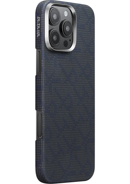 iPhone 16 Pro Kılıf Magsafe Özellikli Aramid Fiber Pitaka Tactile Woven Monogram Serisi Siyah