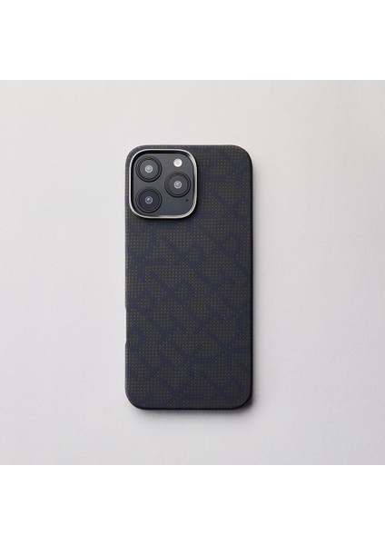 iPhone 16 Pro Kılıf Magsafe Özellikli Aramid Fiber Pitaka Tactile Woven Monogram Serisi Siyah