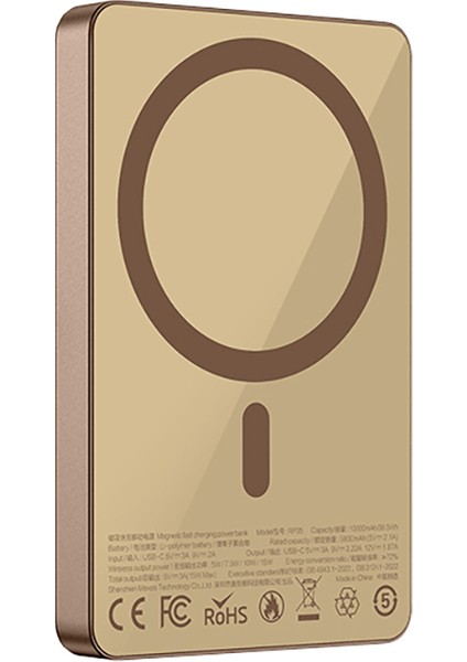 Hızlı Şarj Özellikli Magsafe Powerbank Recci RP35 Pd 20W LED Göstergeli 15W 10000MAH Gold modelleri