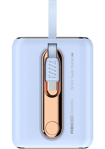 Type-C Kablolu Powerbank RPB-P12C Pd 20W Askı Ipli Hızlı Şarj Özellikli 22.5W 9000mAh Mavi