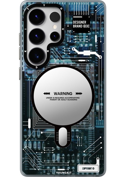 Galaxy S25 Ultra Kılıf Magsafe Şarj Özellikli Youngkit Technology Serisi Kapak Mavi