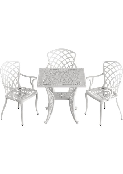 Hitit Model 3'lü Ferforje Görünümlü Plastik Kare Masalı Takım
