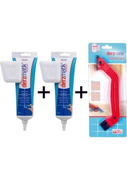Adnoss Derzmatik Hazır Derz Dolgusu 360 Gram Sivri Uçlu Tüp Dolgu Bej (2 Adet) + Derz Kazıyıcı