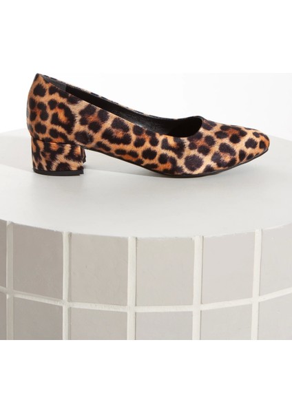 Kadın Leopar Suni Deri Kısa Topuklu Stiletto fiyatları