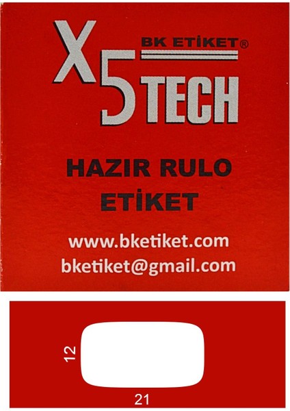 X5 Tech Kutulu Hazır Etiket 12X21 875 Adet 5 Kutu