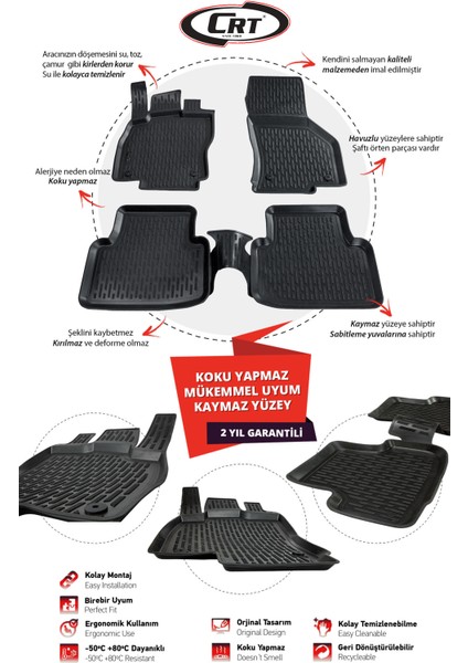 Vw Polo 2018-2023 Arası 3D Havuzlu Araca Özel Paspas Takımı indirimleri