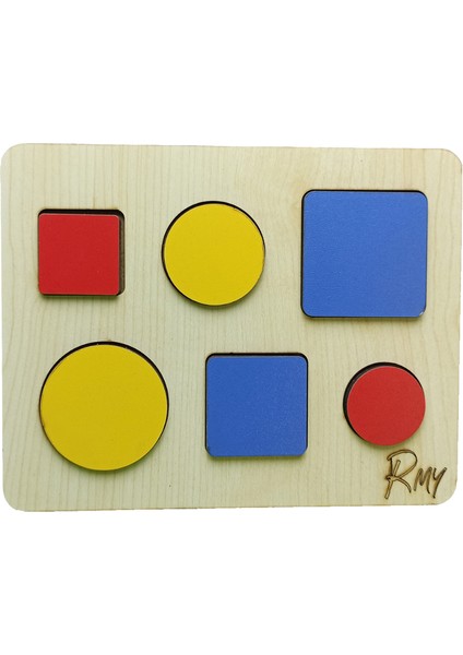 Montessori Ahşap Geometrik Şekilller Bul-Tak-Çıkar 2 Şekil