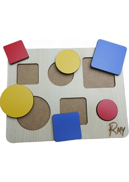 Montessori Ahşap Geometrik Şekilller Bul-Tak-Çıkar 2 Şekil